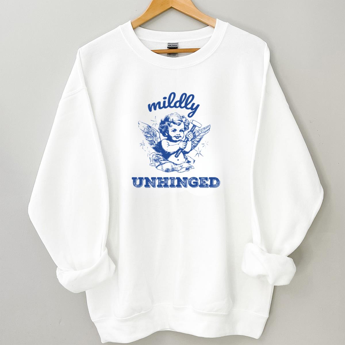 Vintage Cherub Angel Design Mildly Unhinged Collector Edition Unisex Ringer Shirt