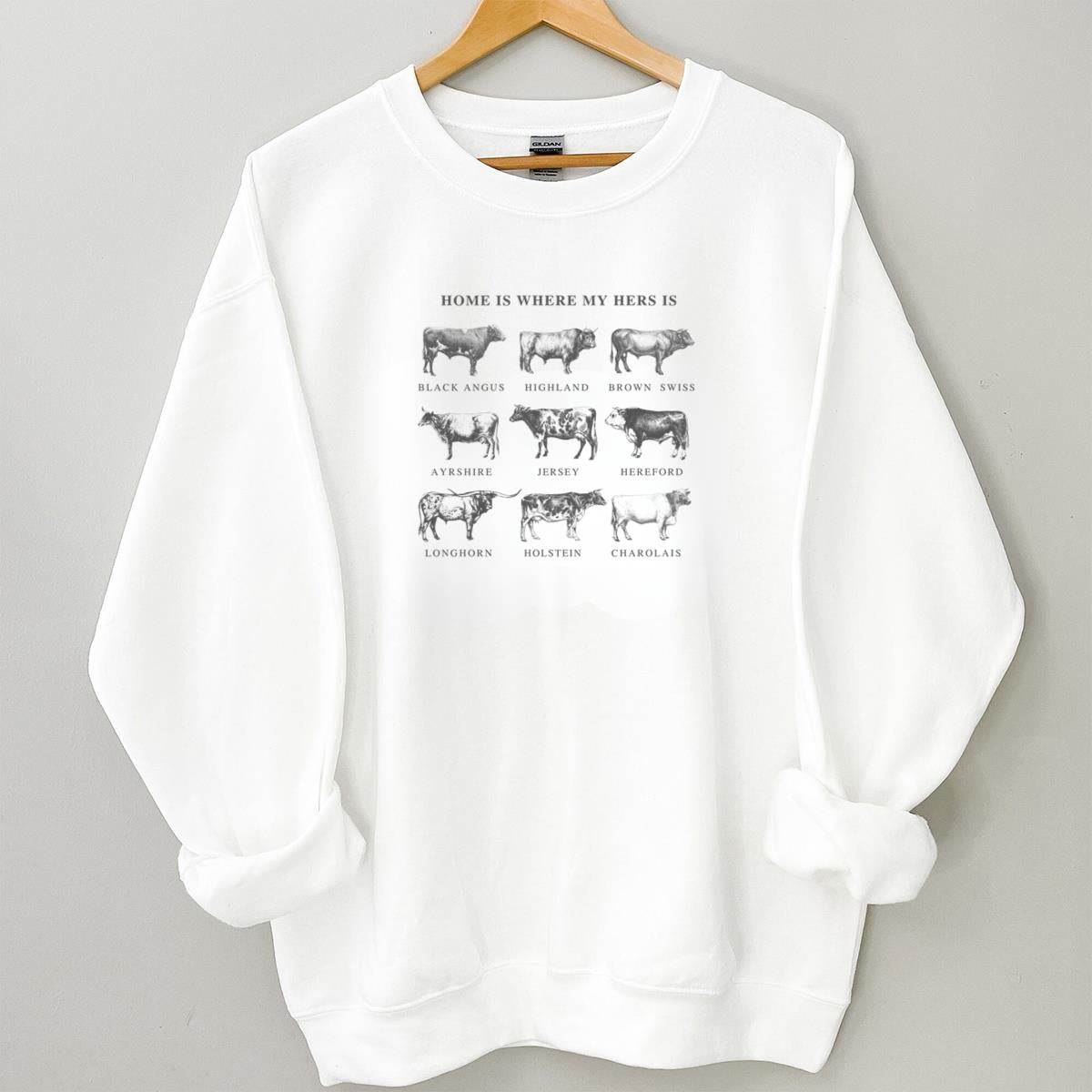 Vintage Cow Breeds Crewneck Sweatshirt Cattle Graphic Retro Western Unisex Sweater