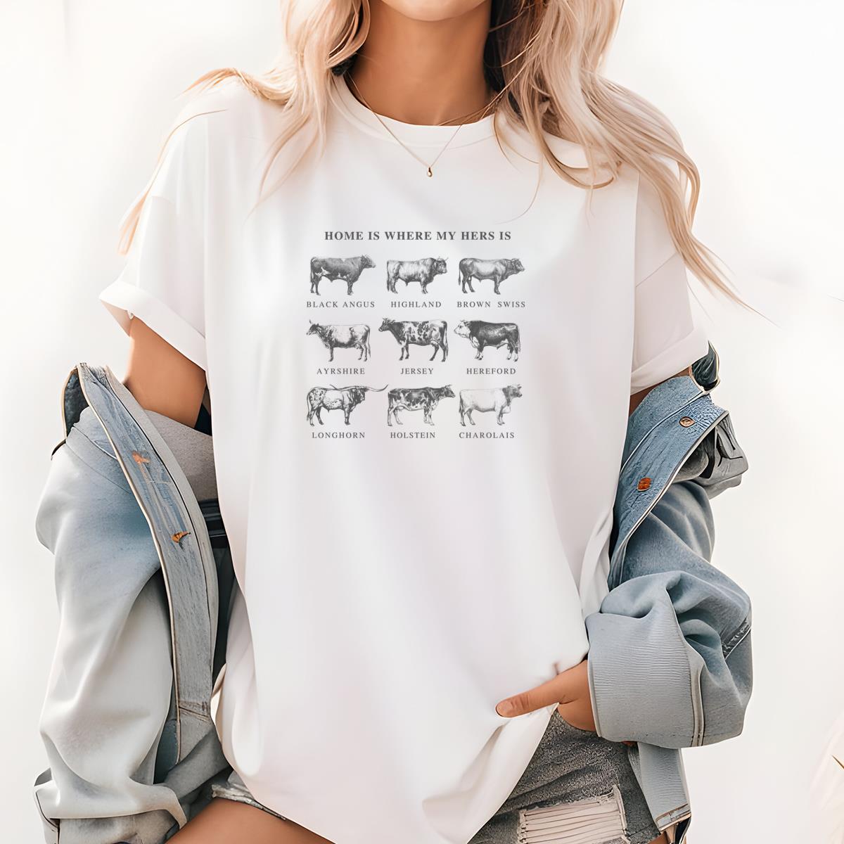 Vintage Cow Breeds Crewneck Sweatshirt Cattle Graphic Retro Western Unisex Sweater