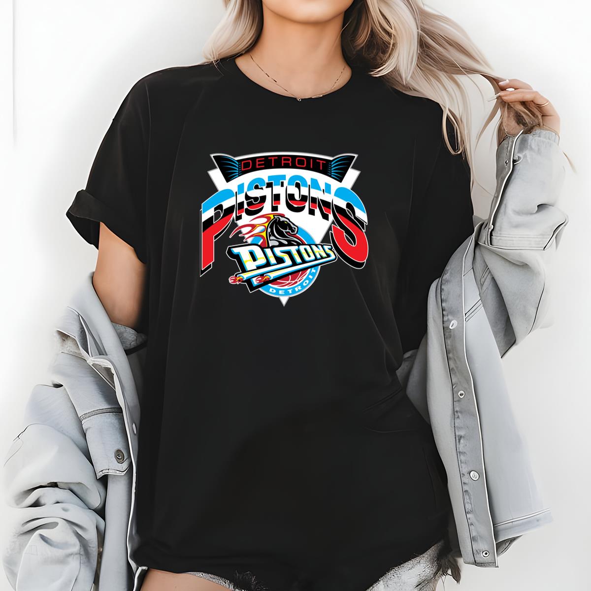 Vintage Detroit Pistons Retro Basketball Fan Logo Black Unisex T-Shirt