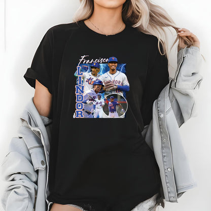 Vintage Legendary Francisco Lindor Baseball Fan Retro Navy Blue Unisex T-Shirt