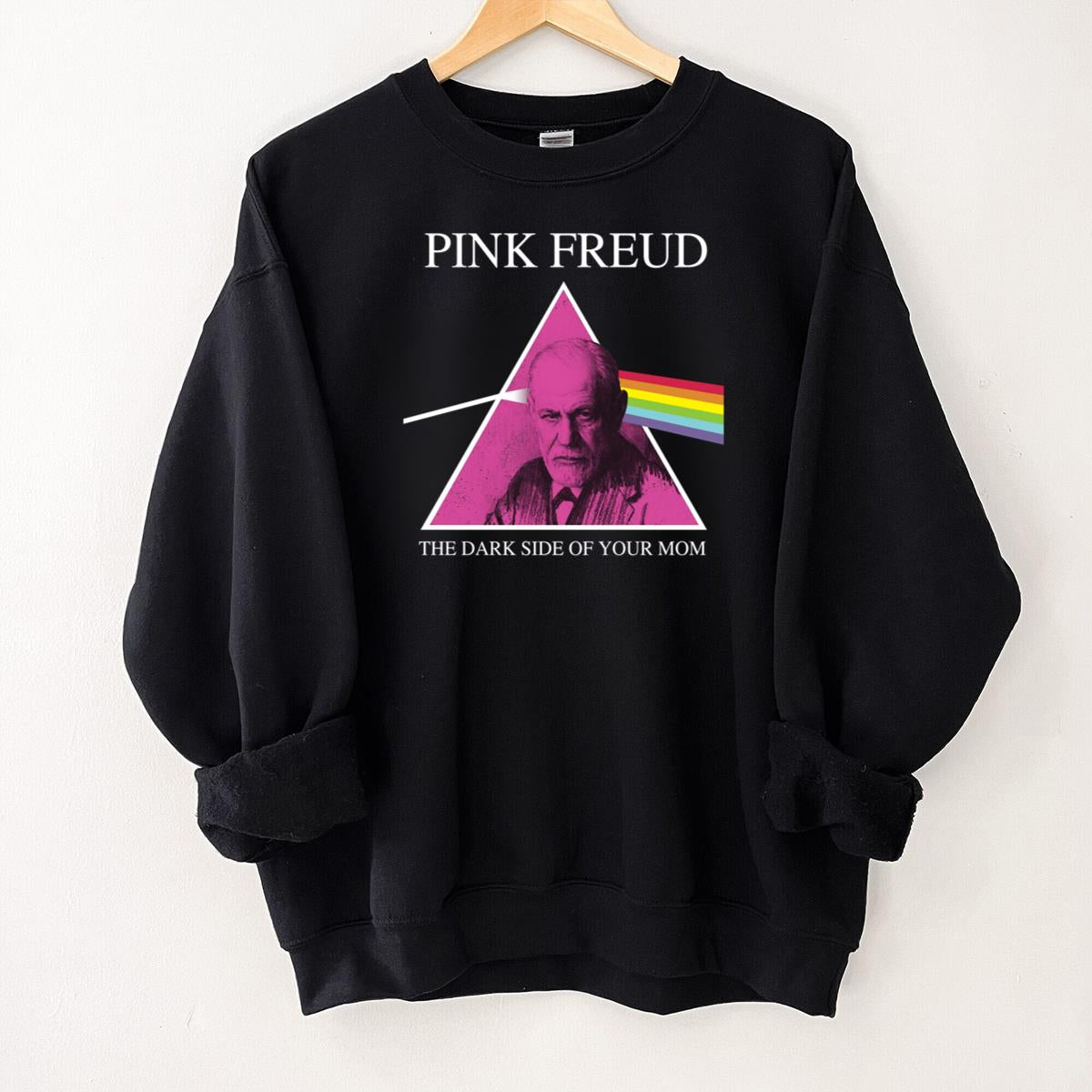 Vintage Pink Freud Dark Side of Your Mom Classic Rock Band Fan Black Unisex T-Shirt