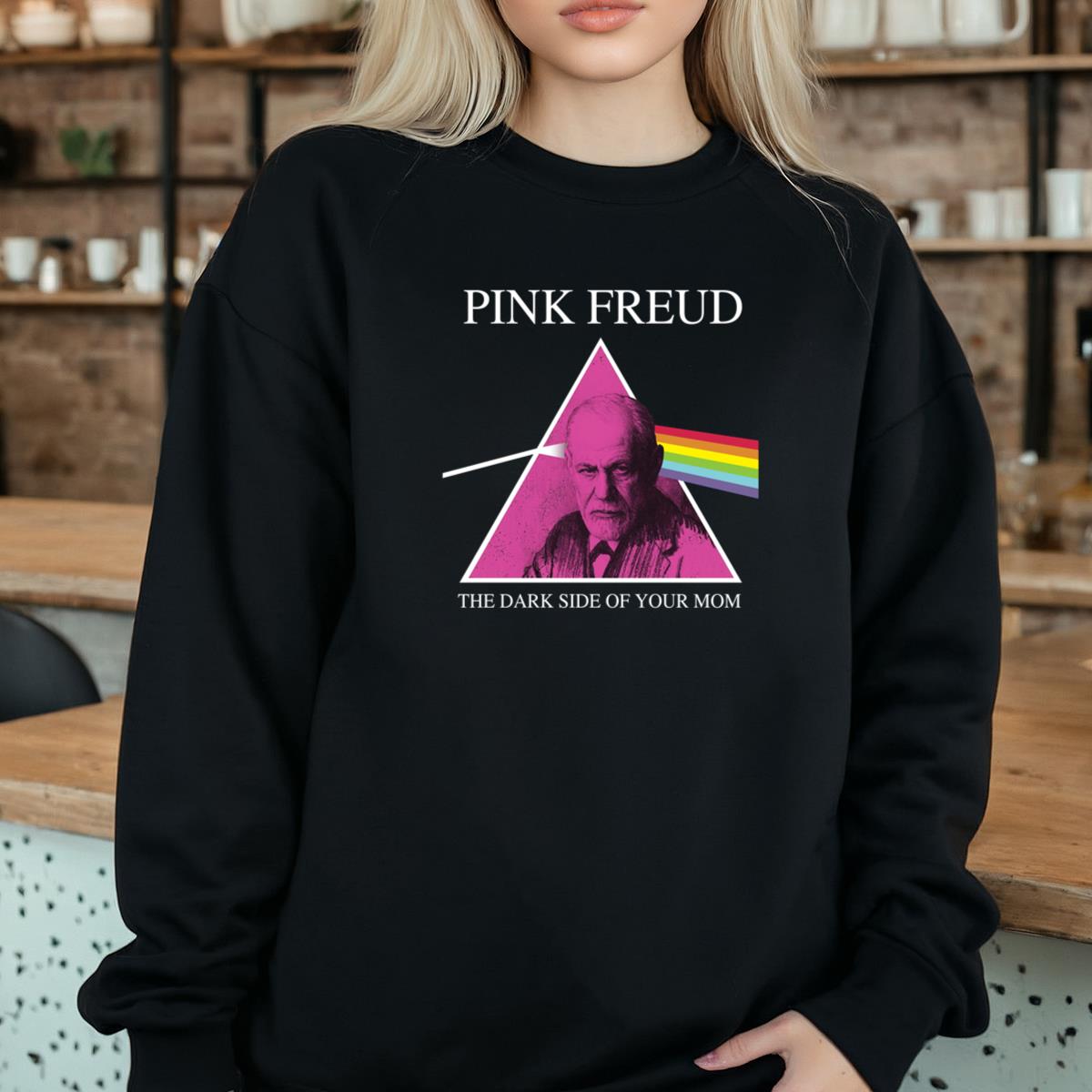 Vintage Pink Freud Dark Side of Your Mom Classic Rock Band Fan Black Unisex T-Shirt