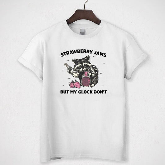 Vintage Strawberry Jams Funny Racoon Retro 90s Weirdcore Meme Unisex T-Shirt