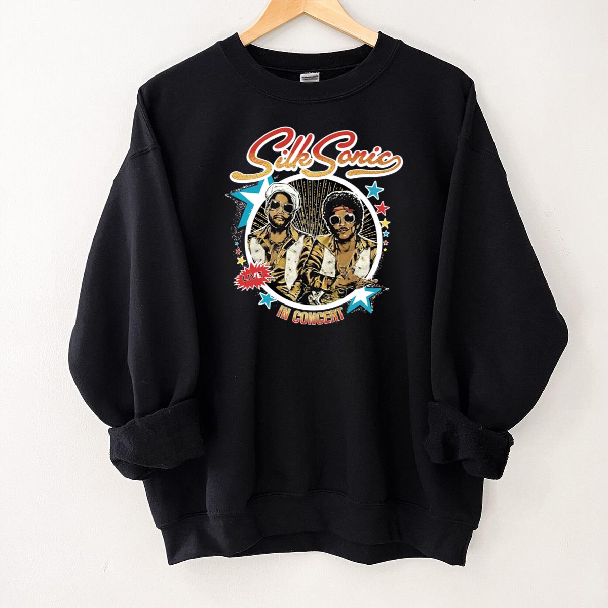 Vintage Style Silk Sonic Band Official Fan Retro Black Unisex T-Shirt