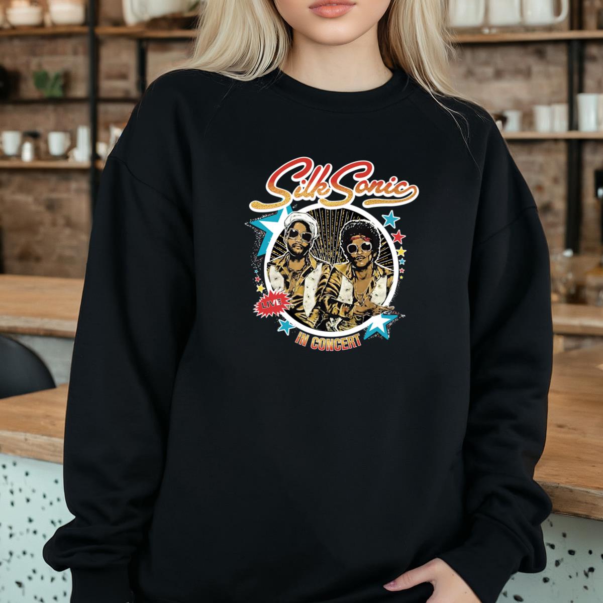 Vintage Style Silk Sonic Band Official Fan Retro Black Unisex T-Shirt