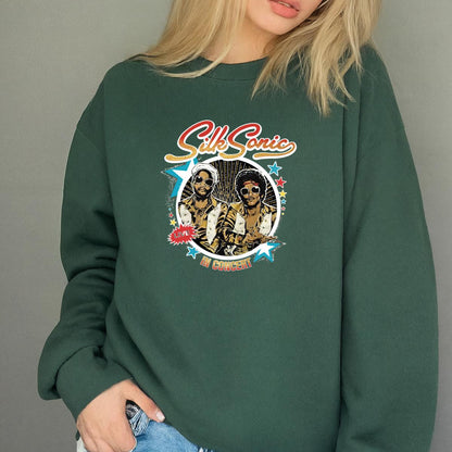 Vintage Style Silk Sonic Band Official Fan Retro Black Unisex T-Shirt