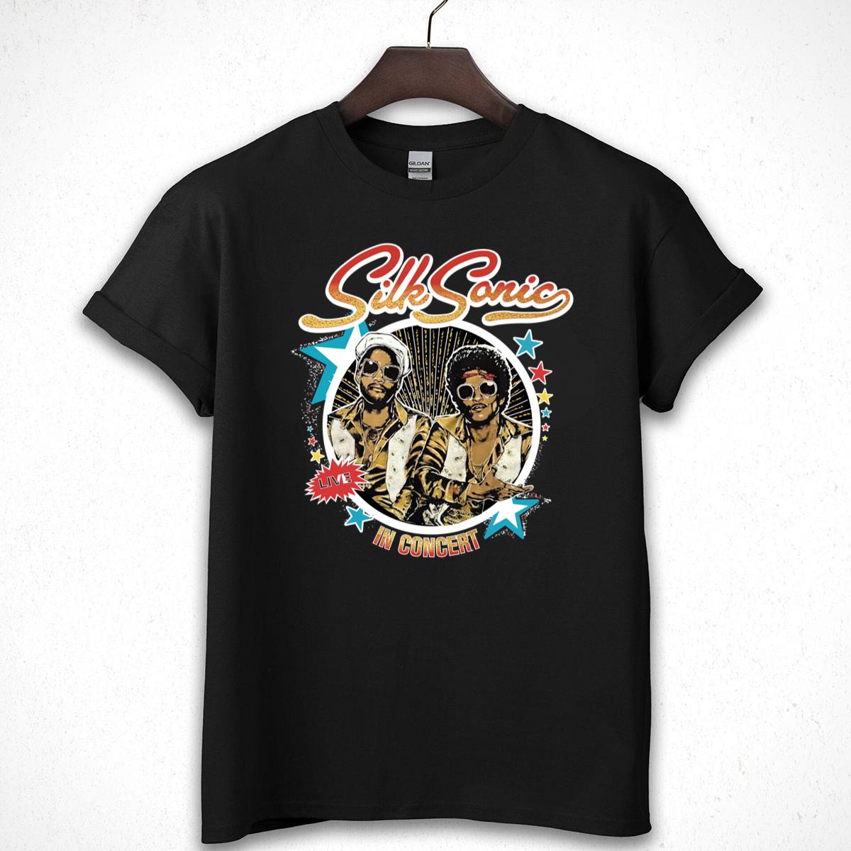 Vintage Style Silk Sonic Band Official Fan Retro Black Unisex T-Shirt
