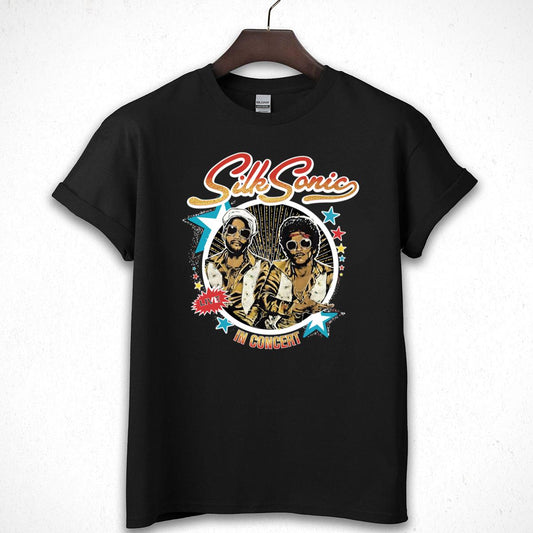 Vintage Style Silk Sonic Band Official Fan Retro Black Unisex T-Shirt