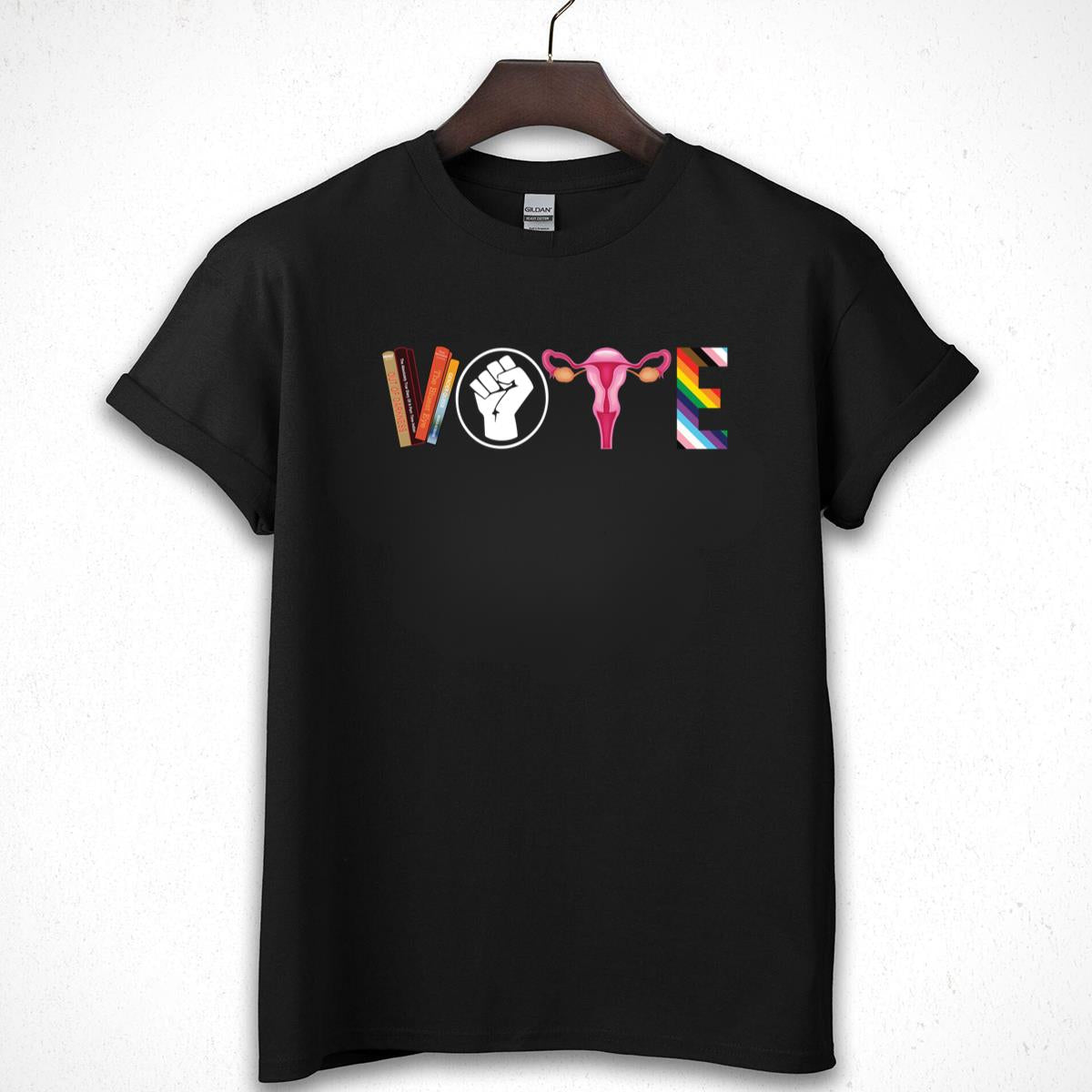 Vote Feminist Womens Rights Femi Book Symbol Classic Design Black Unisex T-Shirt