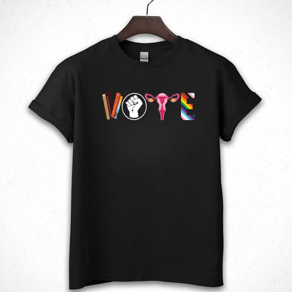 Vote Feminist Womens Rights Femi Book Symbol Classic Design Black Unisex T-Shirt