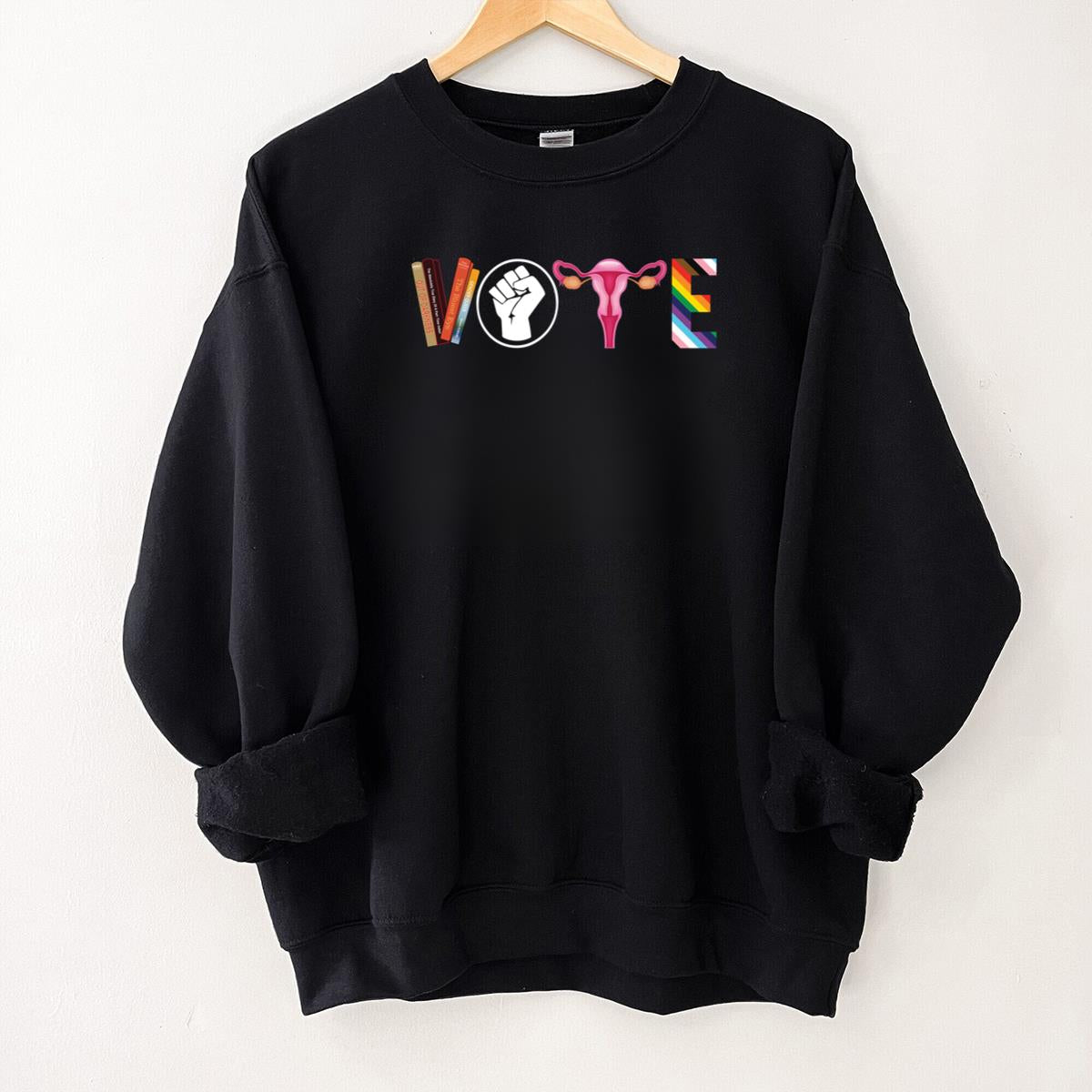 Vote Feminist Womens Rights Femi Book Symbol Classic Design Black Unisex T-Shirt