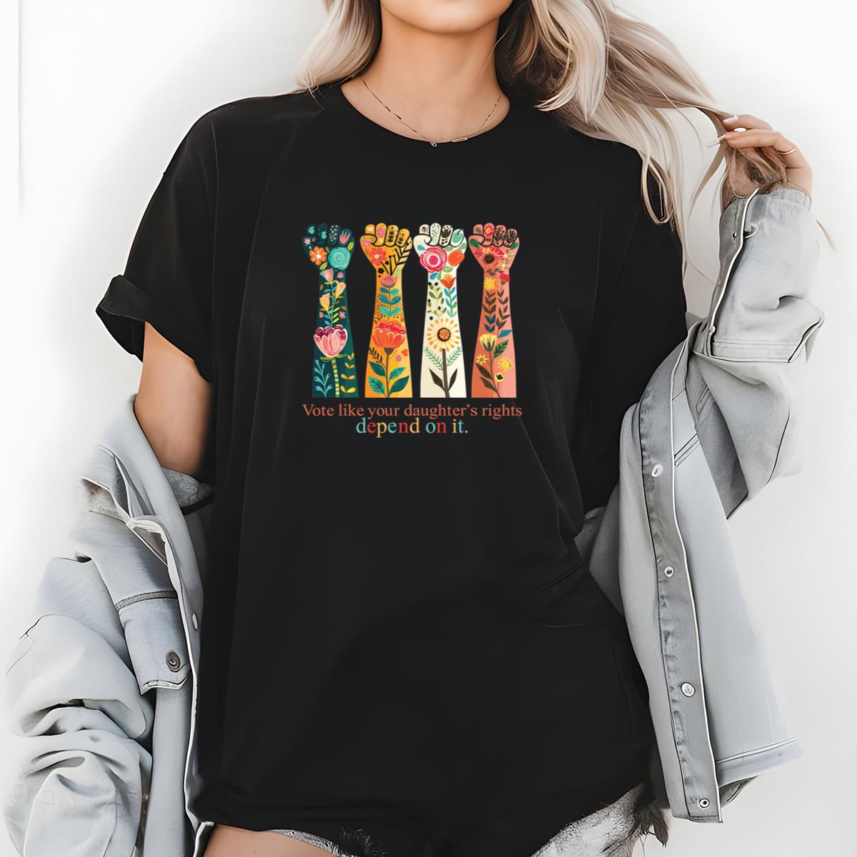 Voting Rights Feminist Reproductive Rights Activist Protest Slogan Black Unisex T-Shirt