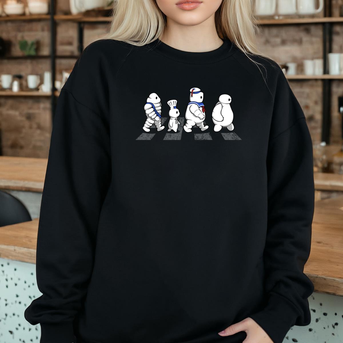 Walking Mascot Characters Crossing Graphic T-Shirt 