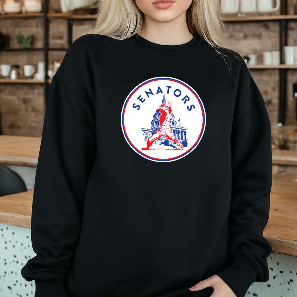 Washington Senators Vintage Distressed Logo Official Fan Black Unisex T-Shirt