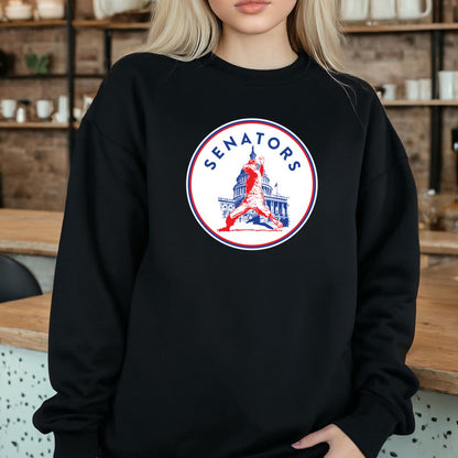 Washington Senators Vintage Distressed Logo Official Fan Black Unisex T-Shirt