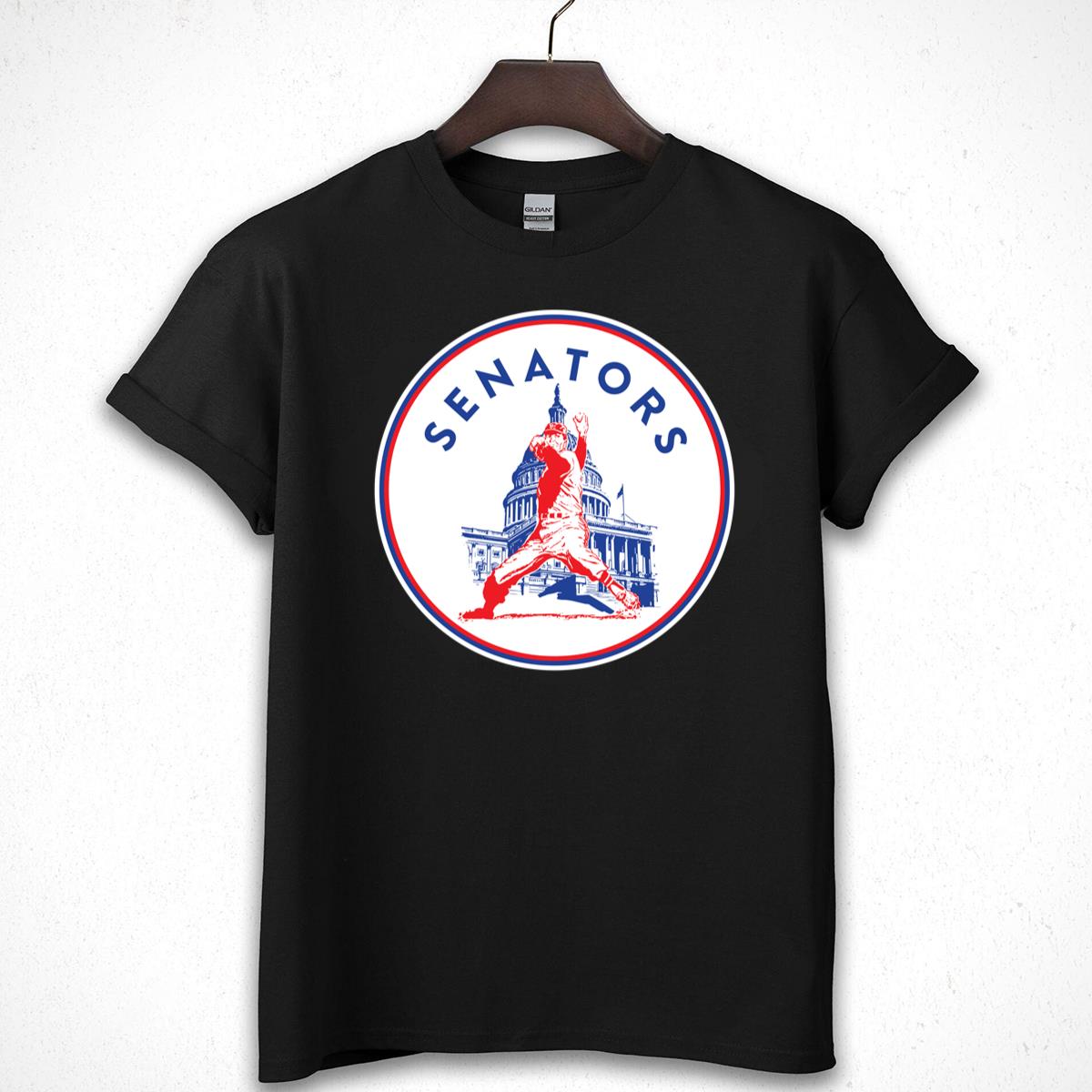 Washington Senators Vintage Distressed Logo Official Fan Black Unisex T-Shirt