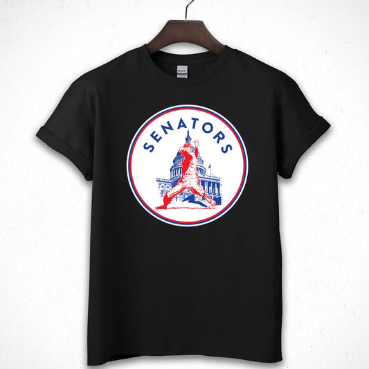 Washington Senators Vintage Distressed Logo Official Fan Black Unisex T-Shirt