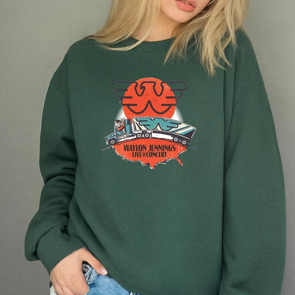 Waylon Jennings Classic Country Music Live in Concert Official Fan Vintage Black Unisex T-Shirt