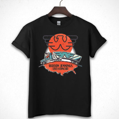 Waylon Jennings Classic Country Music Live in Concert Official Fan Vintage Black Unisex T-Shirt