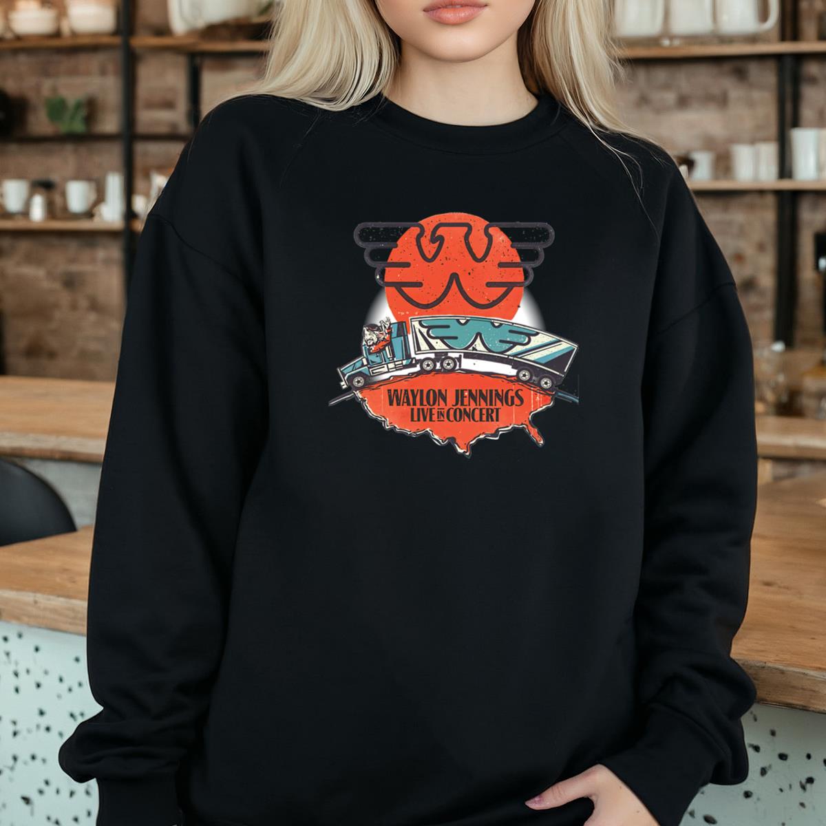 Waylon Jennings Classic Country Music Live in Concert Official Fan Vintage Black Unisex T-Shirt