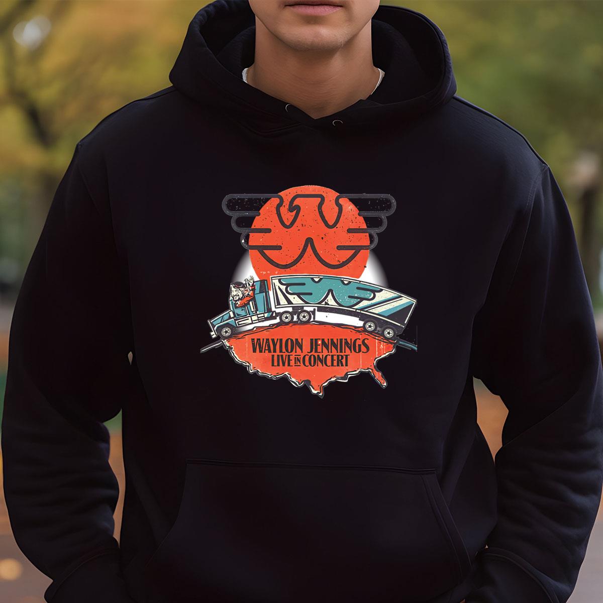 Waylon Jennings Classic Country Music Live in Concert Official Fan Vintage Black Unisex T-Shirt