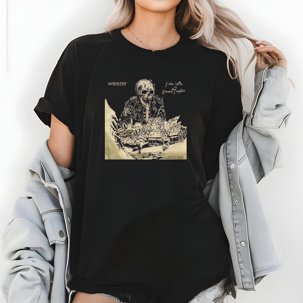 Weezer Band Vintage 90s Fake Smiles And Nervous Laughter Fan Black Unisex T-Shirt