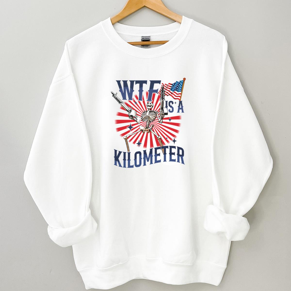Wtf Is A Kilometer Funny Skeleton 4th of July Meme Cringey USA Unisex T-Shirt