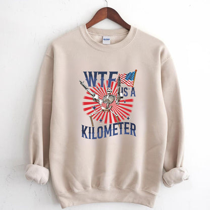 Wtf Is A Kilometer Funny Skeleton 4th of July Meme Cringey USA Unisex T-Shirt