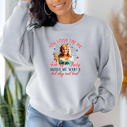 You Look Like The 4th Of July Makes Me Want A Hot Dog Real Bad Vintage Funny Graphic Design Unisex T-Shirt