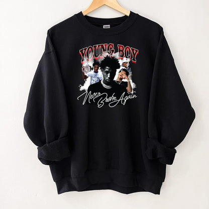 Young Boy Never Broke Again Vintage 90s Rap Music Official Fan Black Unisex T-Shirt