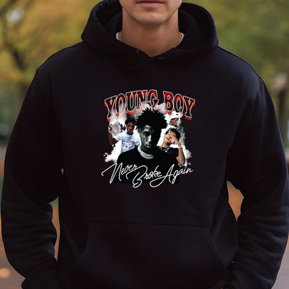 Young Boy Never Broke Again Vintage 90s Rap Music Official Fan Black Unisex T-Shirt