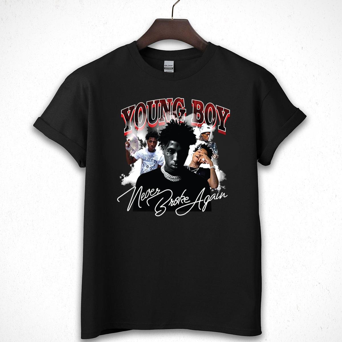 Young Boy Never Broke Again Vintage 90s Rap Music Official Fan Black Unisex T-Shirt