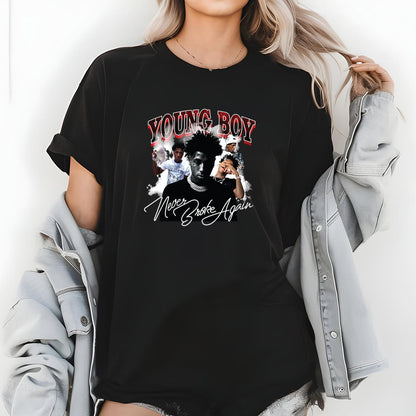 Young Boy Never Broke Again Vintage 90s Rap Music Official Fan Black Unisex T-Shirt