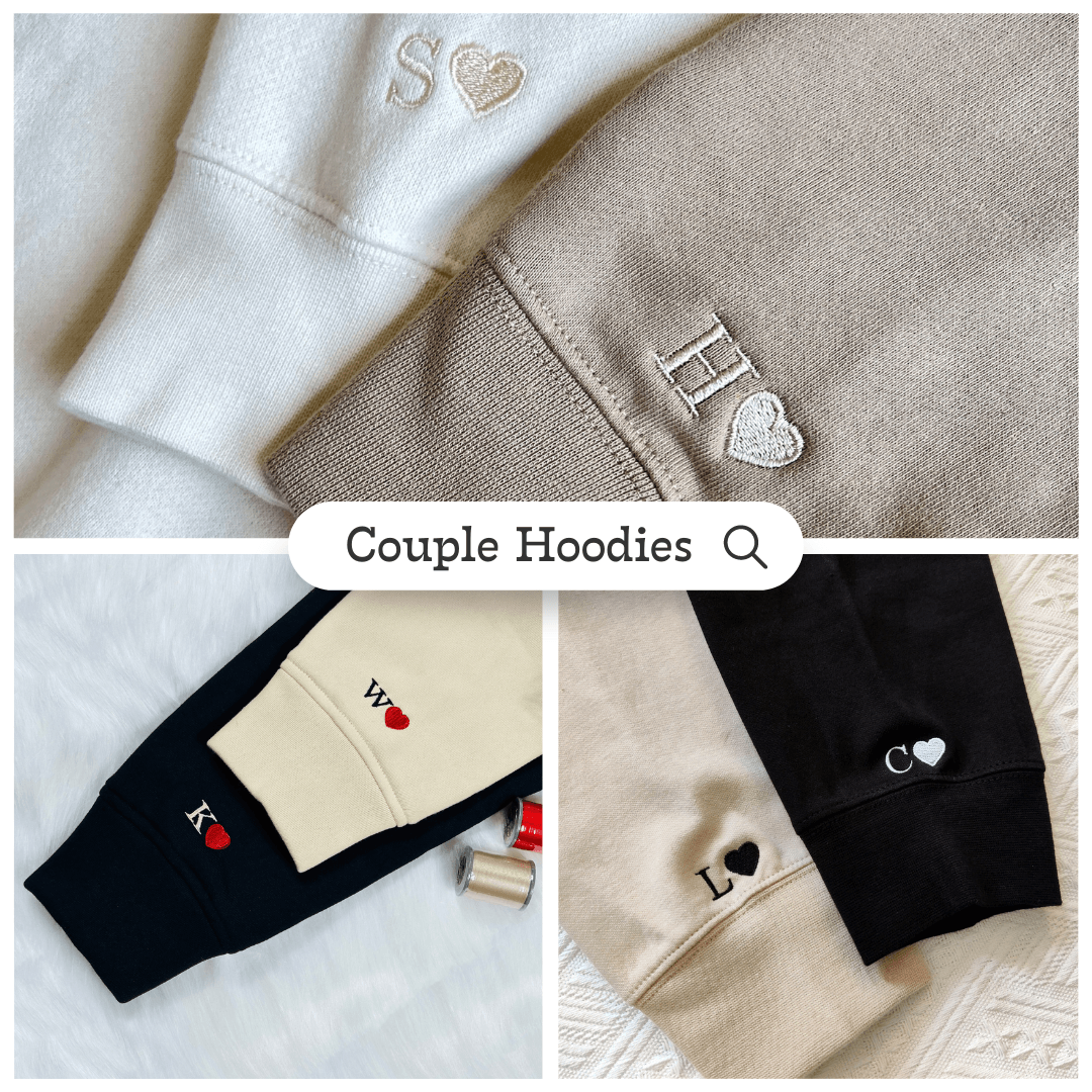 Cute Padlock x Key Custom Embroidered Matching Hoodies For Couples - Couple Hoodies