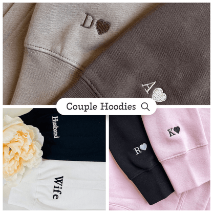 Cute Dinosaur Custom Roman Numeral Matching Embroidered Hoodies For Couples